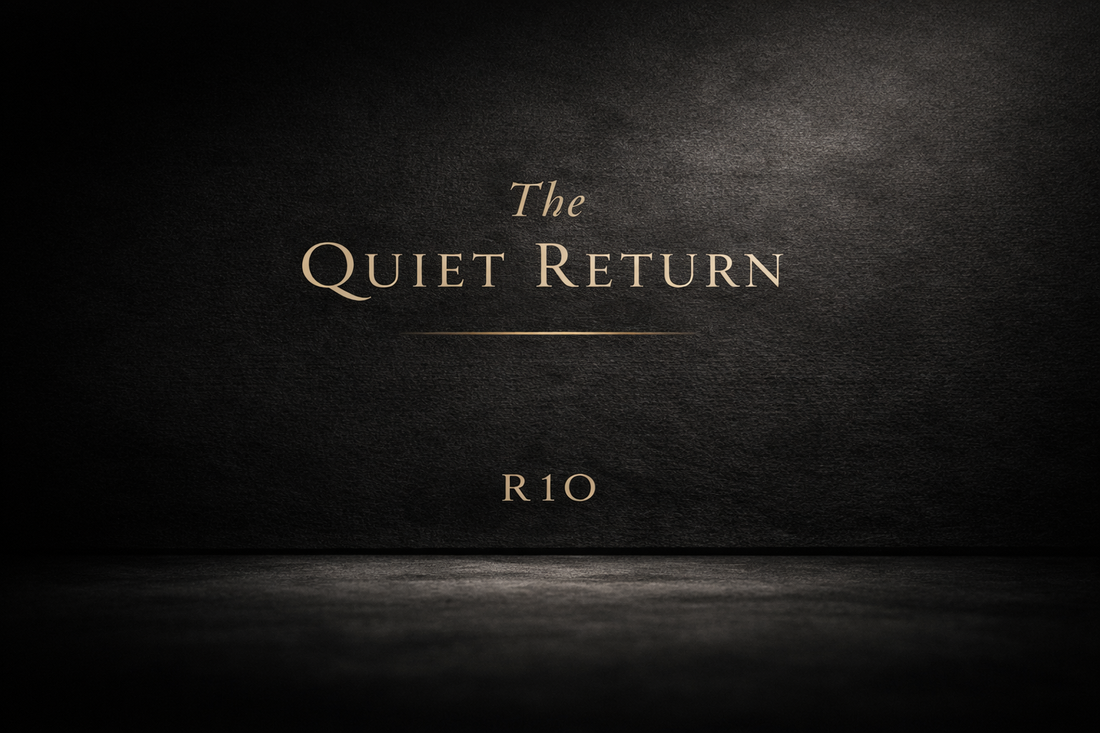 Minimalist luxury journal image representing quiet authority, discipline, and refined presence by Royalty10.