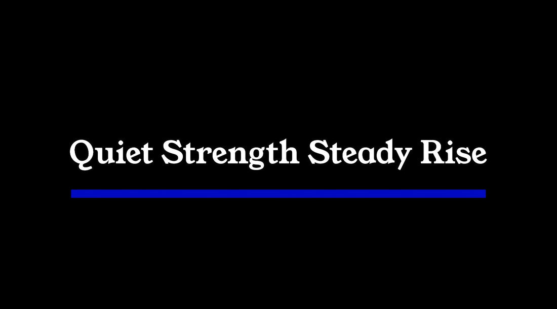 Minimalist journal header with black background, white typography, and a single blue line, reflecting restraint, clarity, and quiet authority.