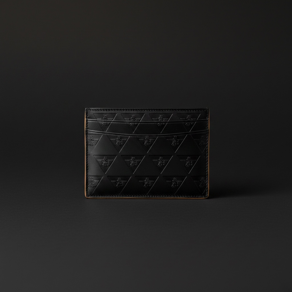 Leão Branco Motif Leather Card Holder