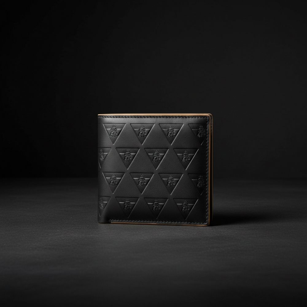 Leão Branco Motif Leather Wallet