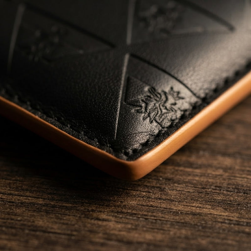 Close-up of premium full-grain leather texture highlighting craftsmanship and material quality.
