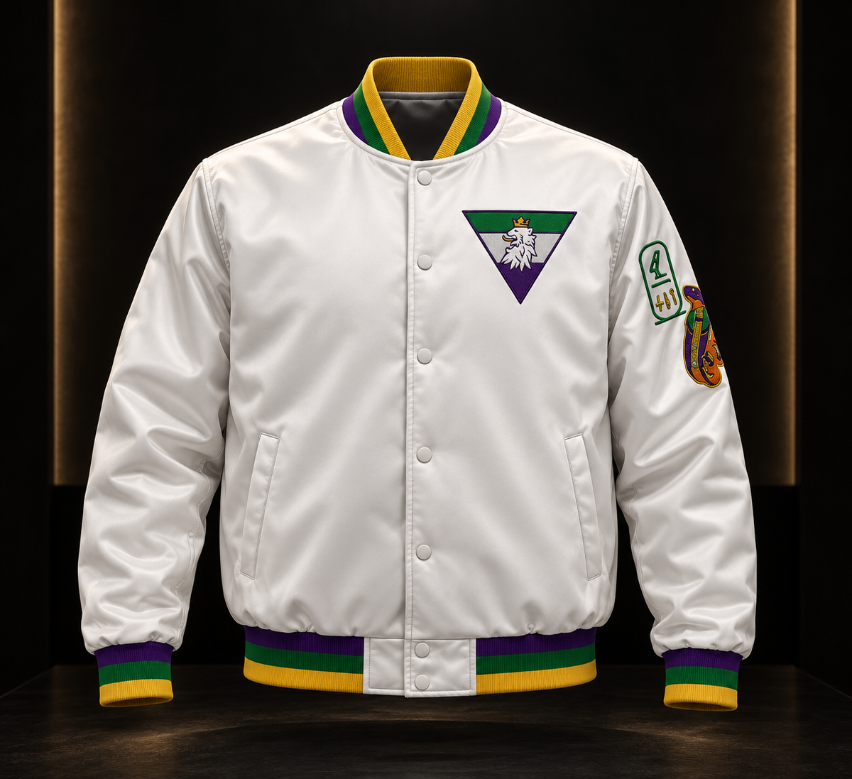 R10 MG19 Branco Brilhante white satin jacket
