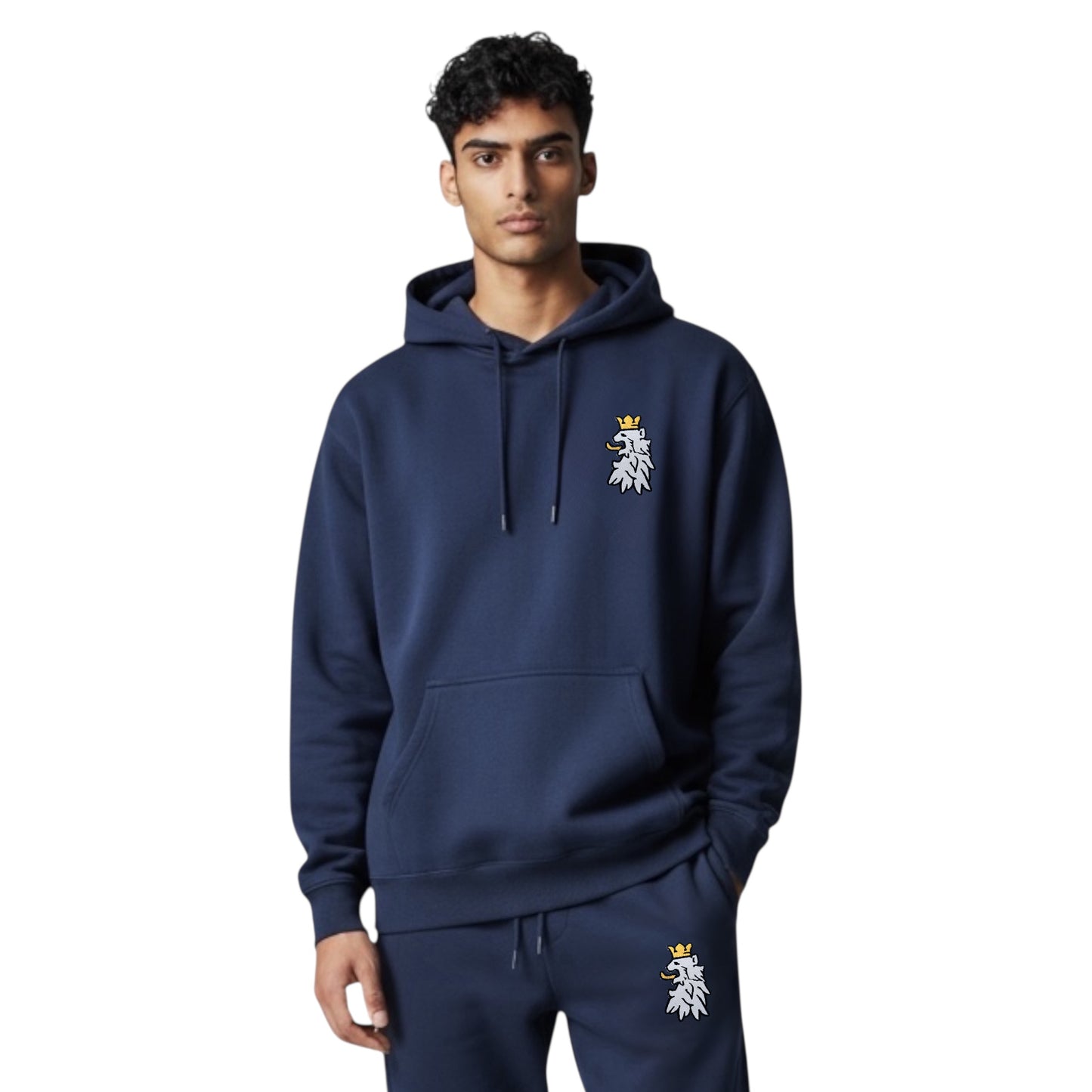 Leão Branco Motif Premium Hoodie