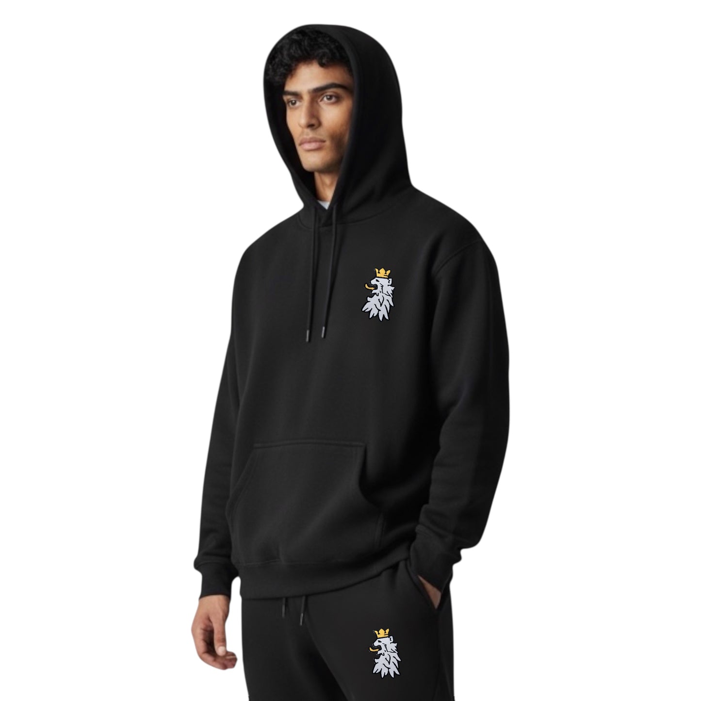 Leão Branco Motif Premium Hoodie