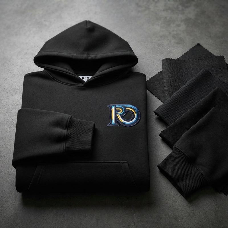 Close-up of heavyweight garment fabric and construction emphasizing quality and longevity.