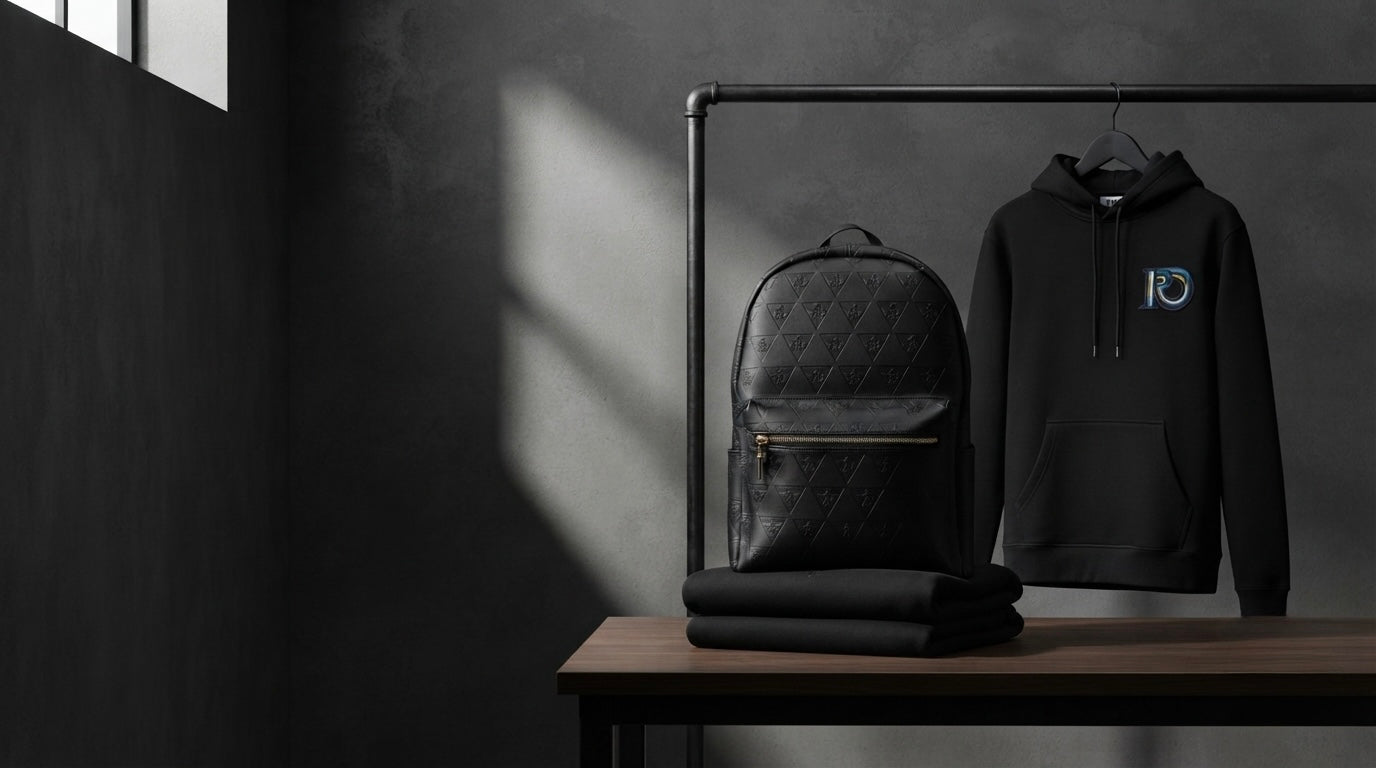 Premium black ready-to-wear garment arranged in a refined editorial setting, representing R10's approach to structured clothing designed for consistency, everyday use, and long-term wear.
