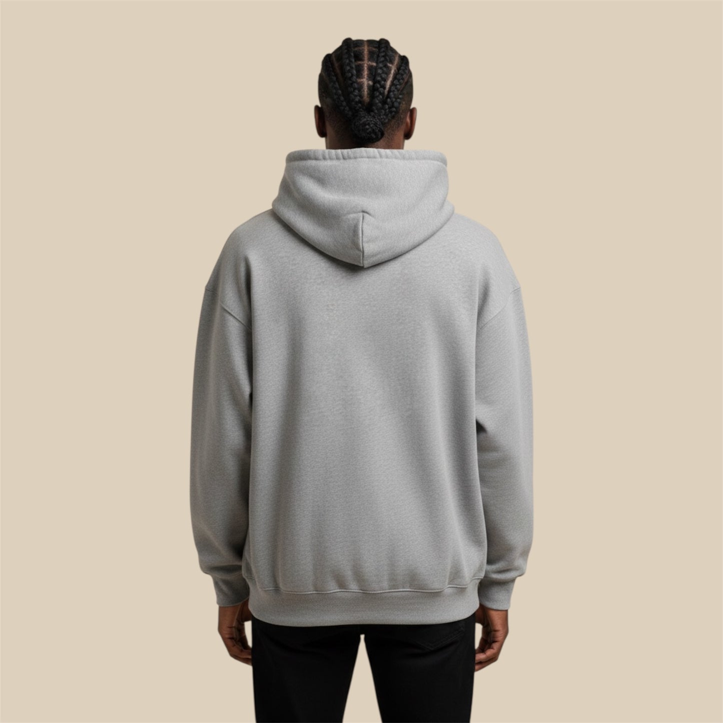 Heavyweight graphite heather cotton fleece texture of Leão Branco premium hoodie