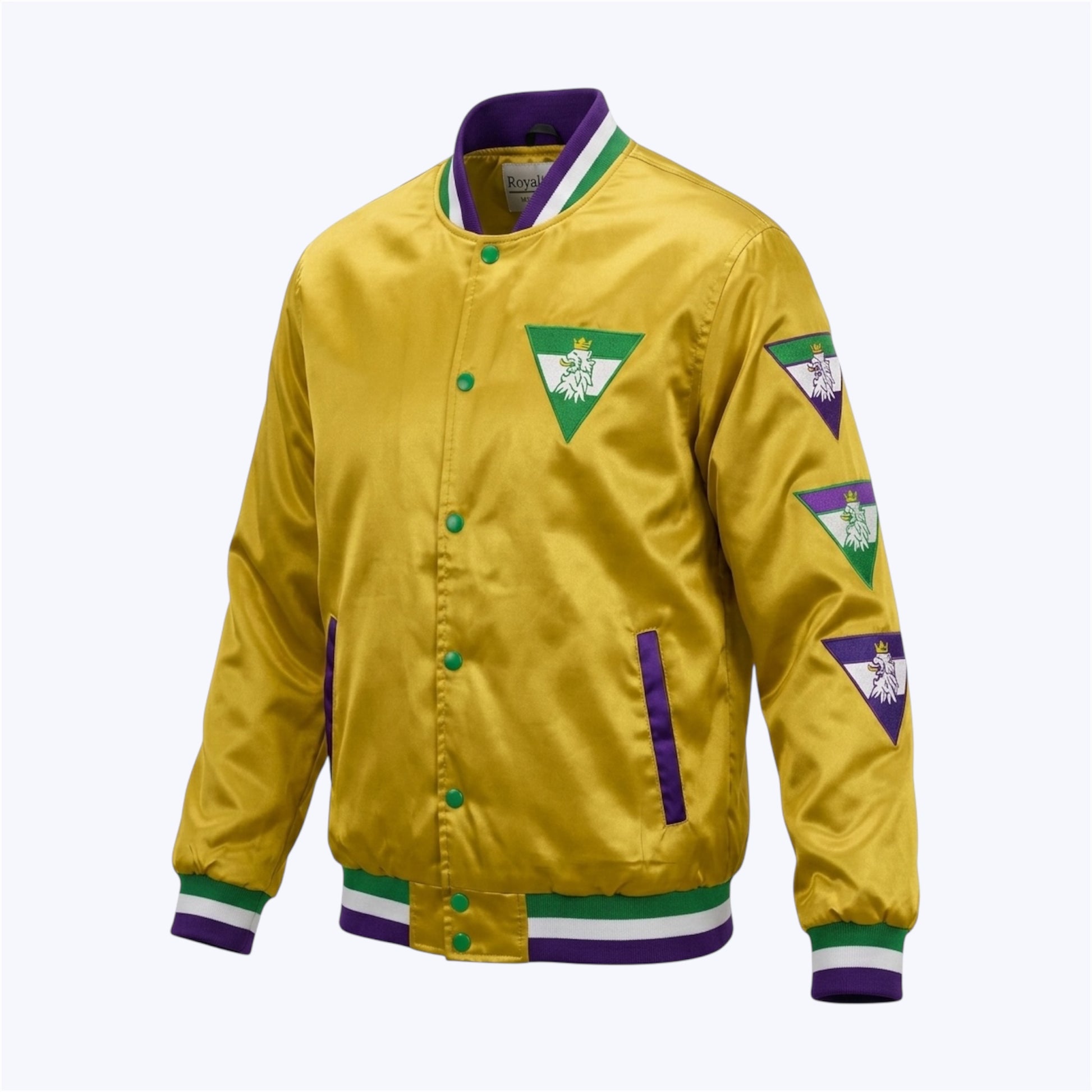 Ouro satin bomber MG22 front gold structured jacket
