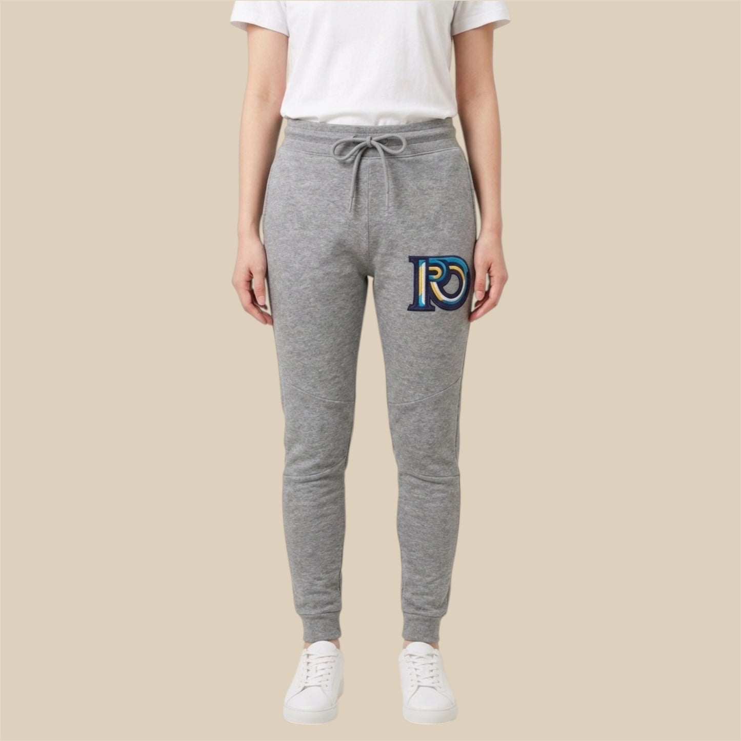 R10 graphite heather Monogram joggers front view