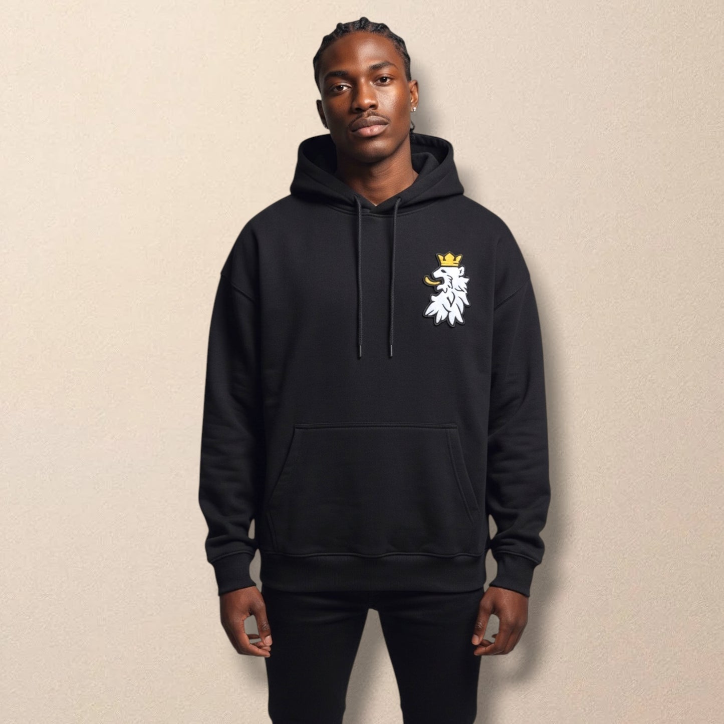 R10 black Leao Branco hoodie front view