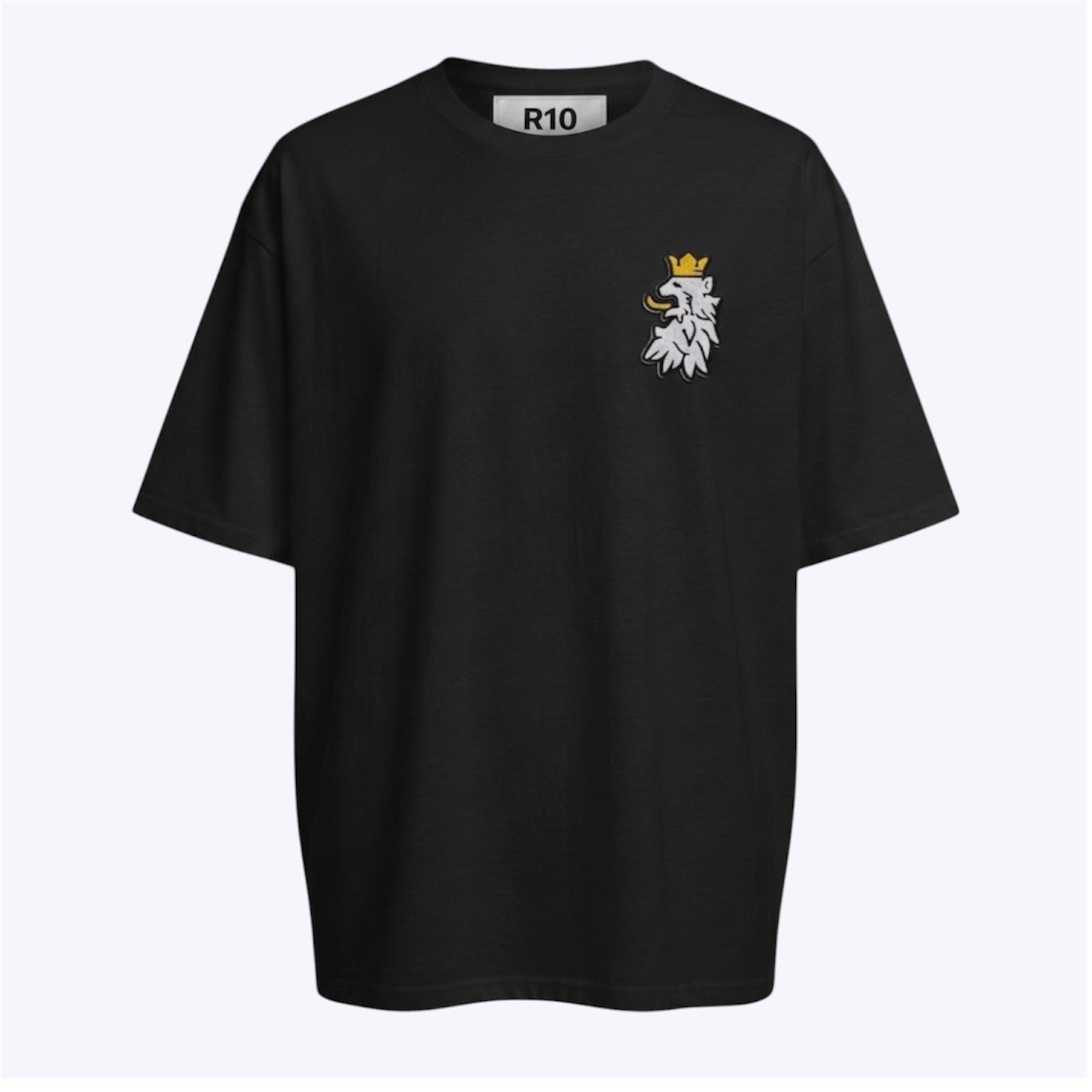 R10 black Leao Branco tee isolated on off white background
