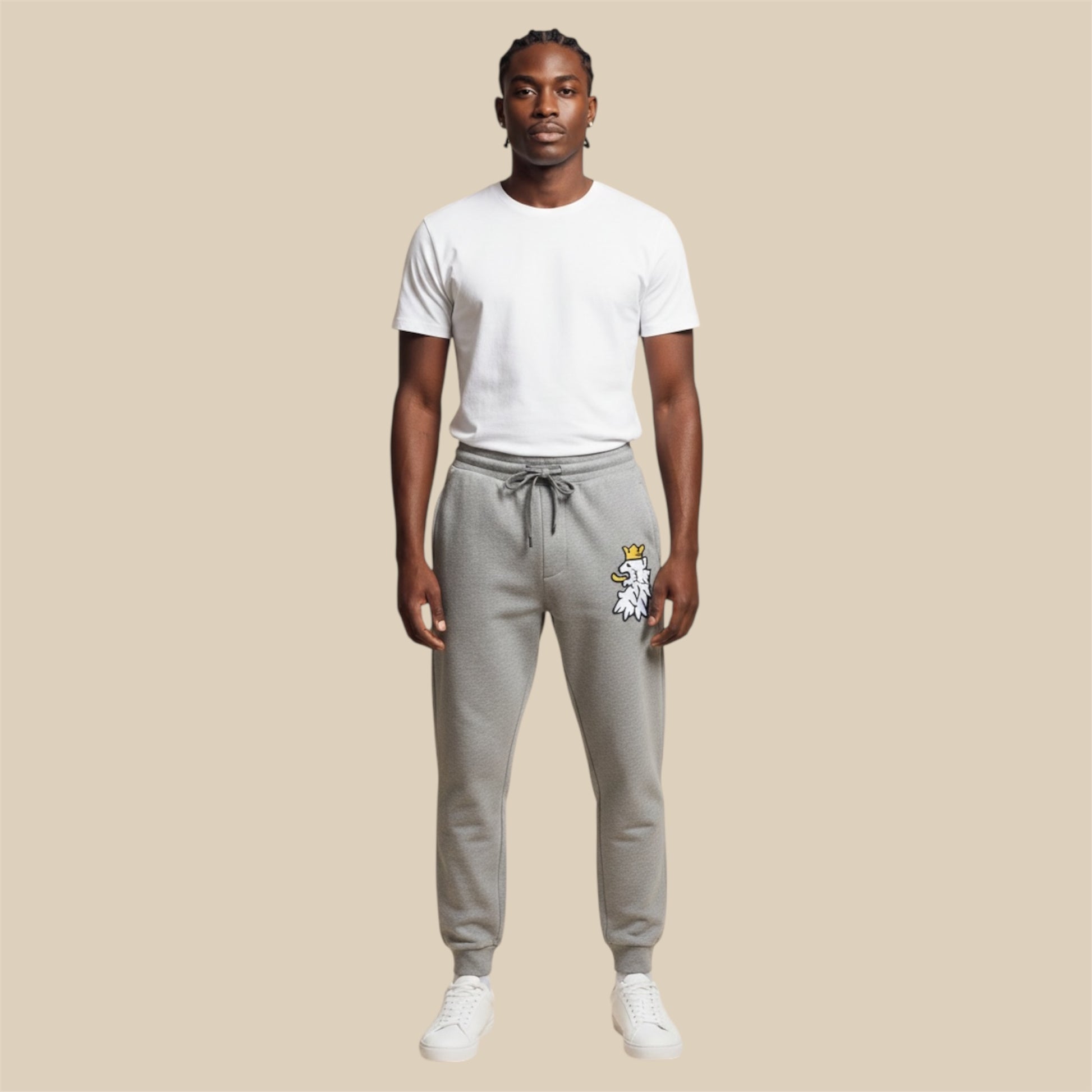 R10 graphite heather Leao Branco joggers front view