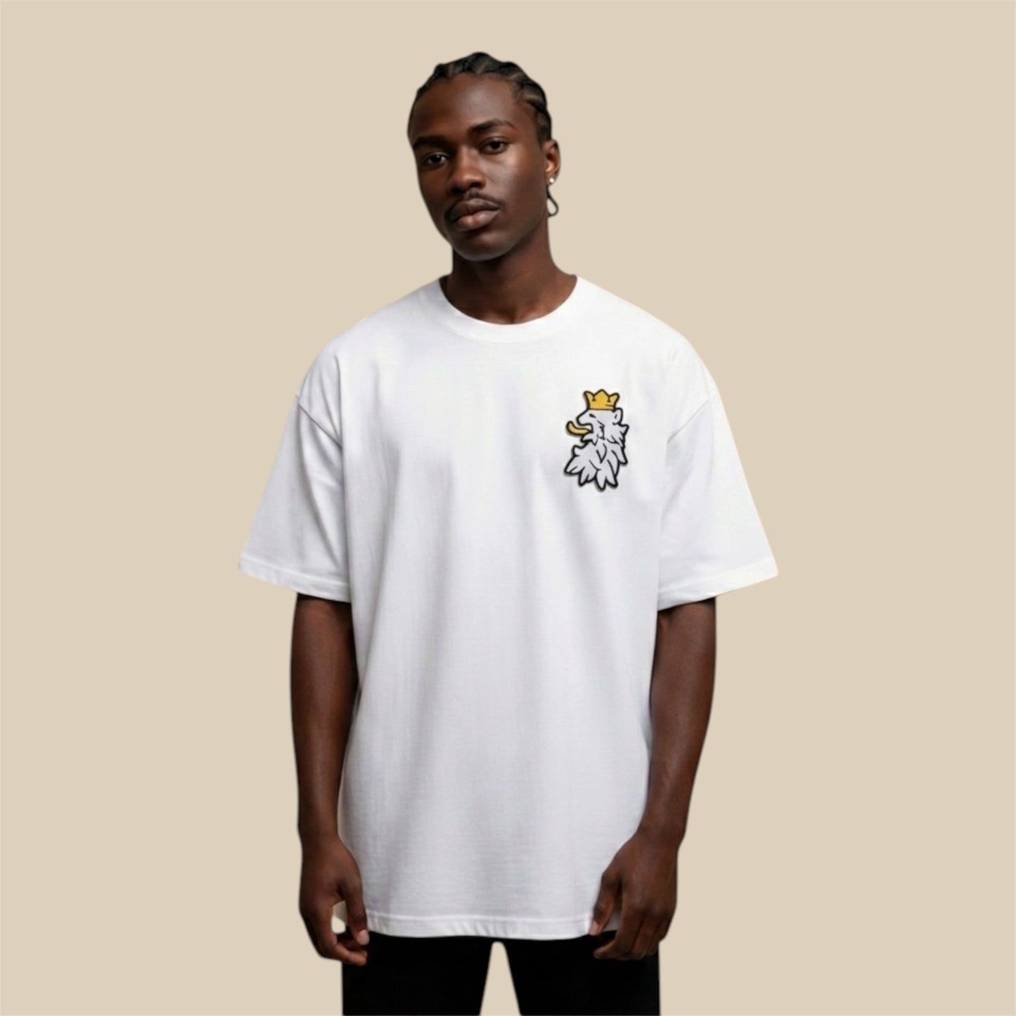 R10 Leao Branco white tee front view