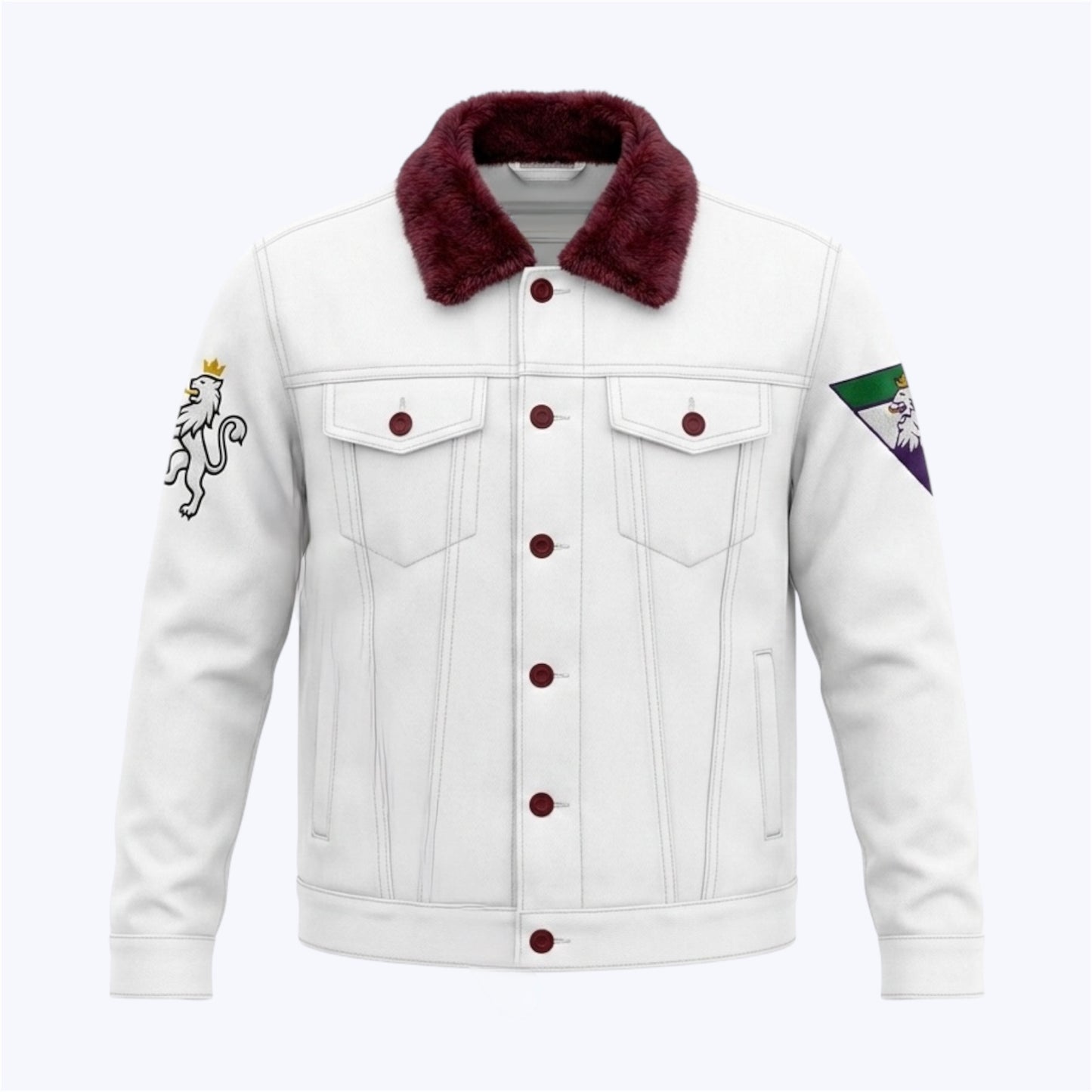 R10 MG24 Carnival King white denim jacket front view 