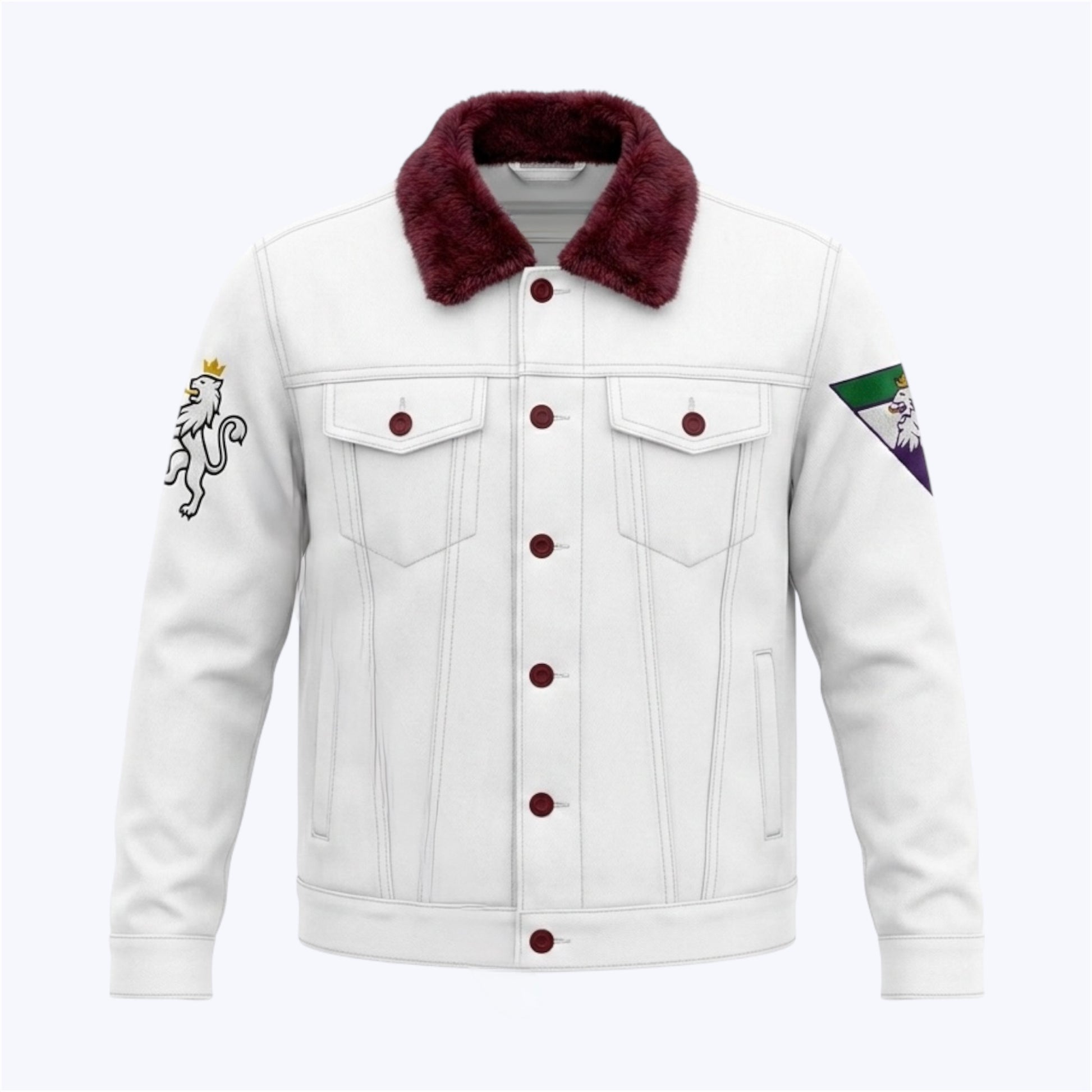 R10 MG24 Carnival King white denim jacket front view 