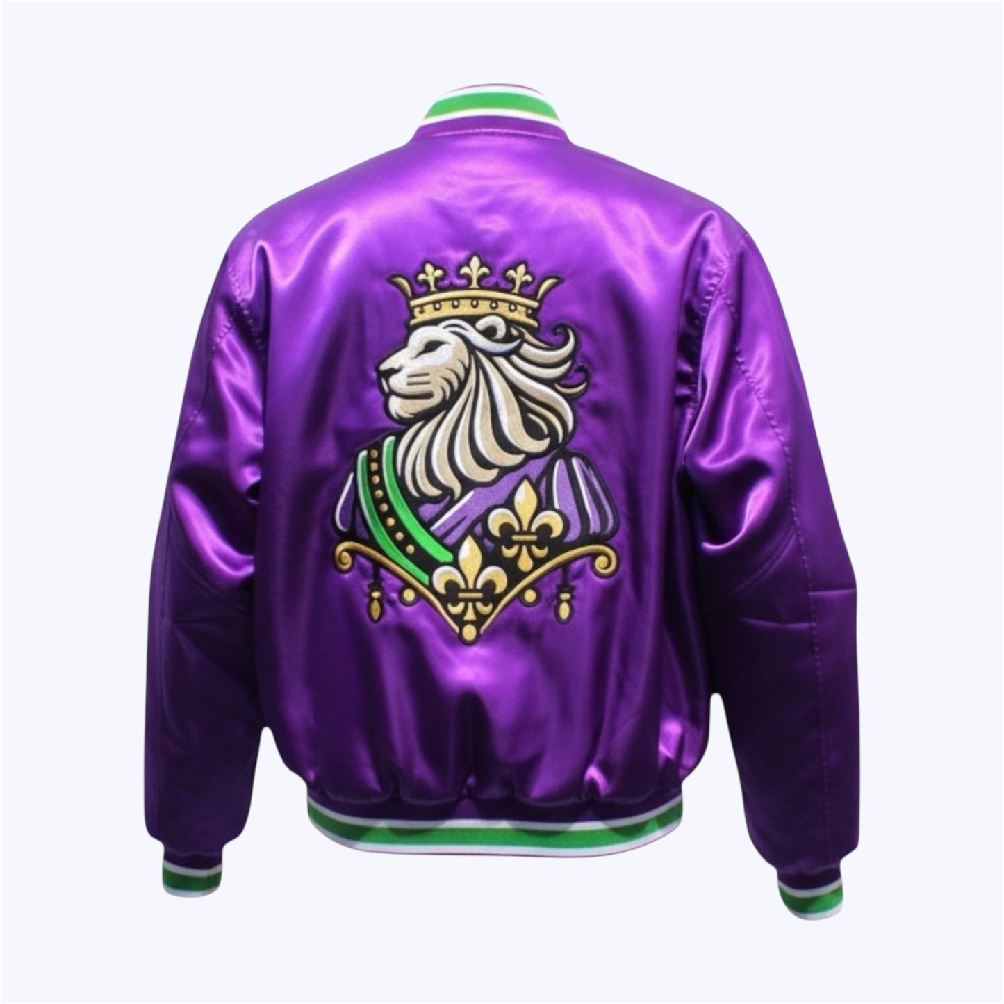 R10 MG25 Ultra Violeta satin bomber back view with insignia