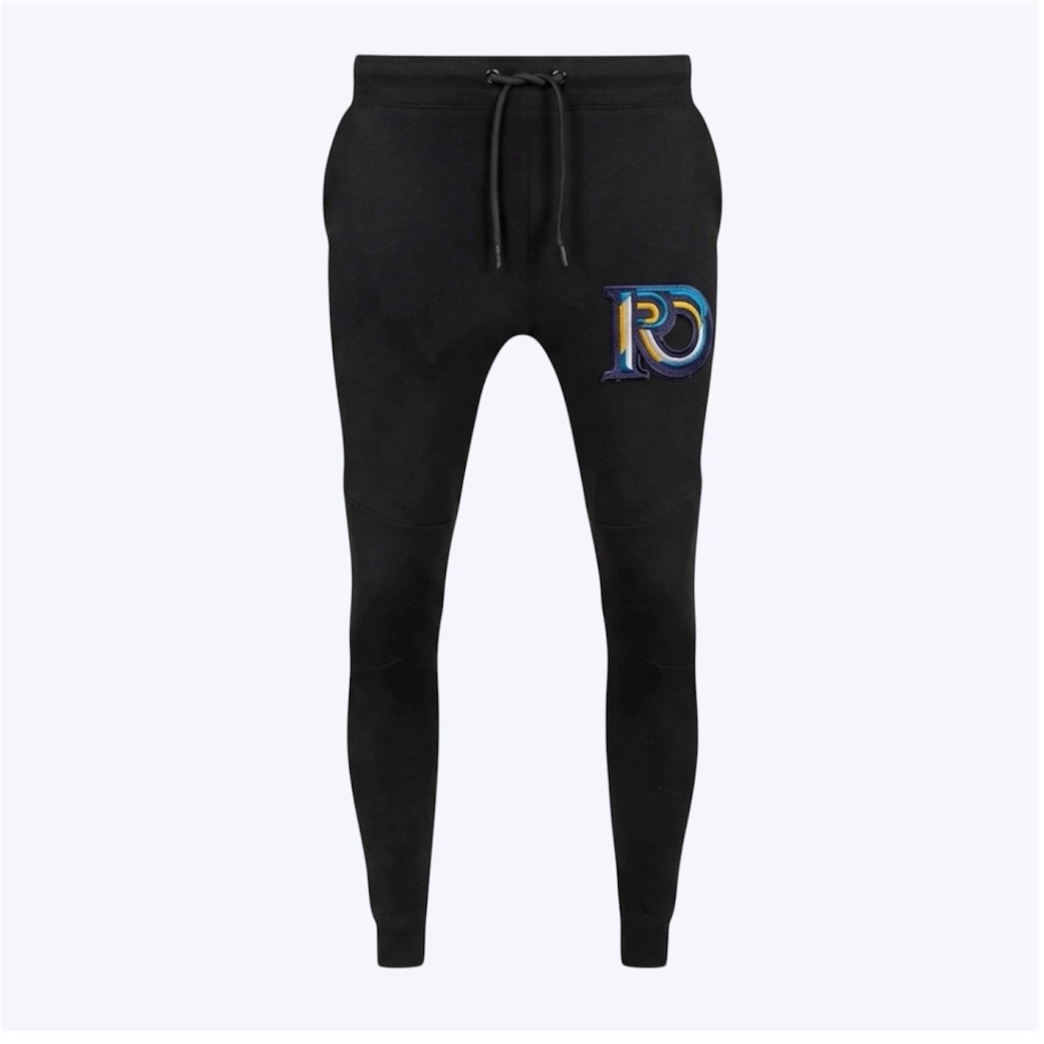 R10 black Monogram joggers isolated on off white background