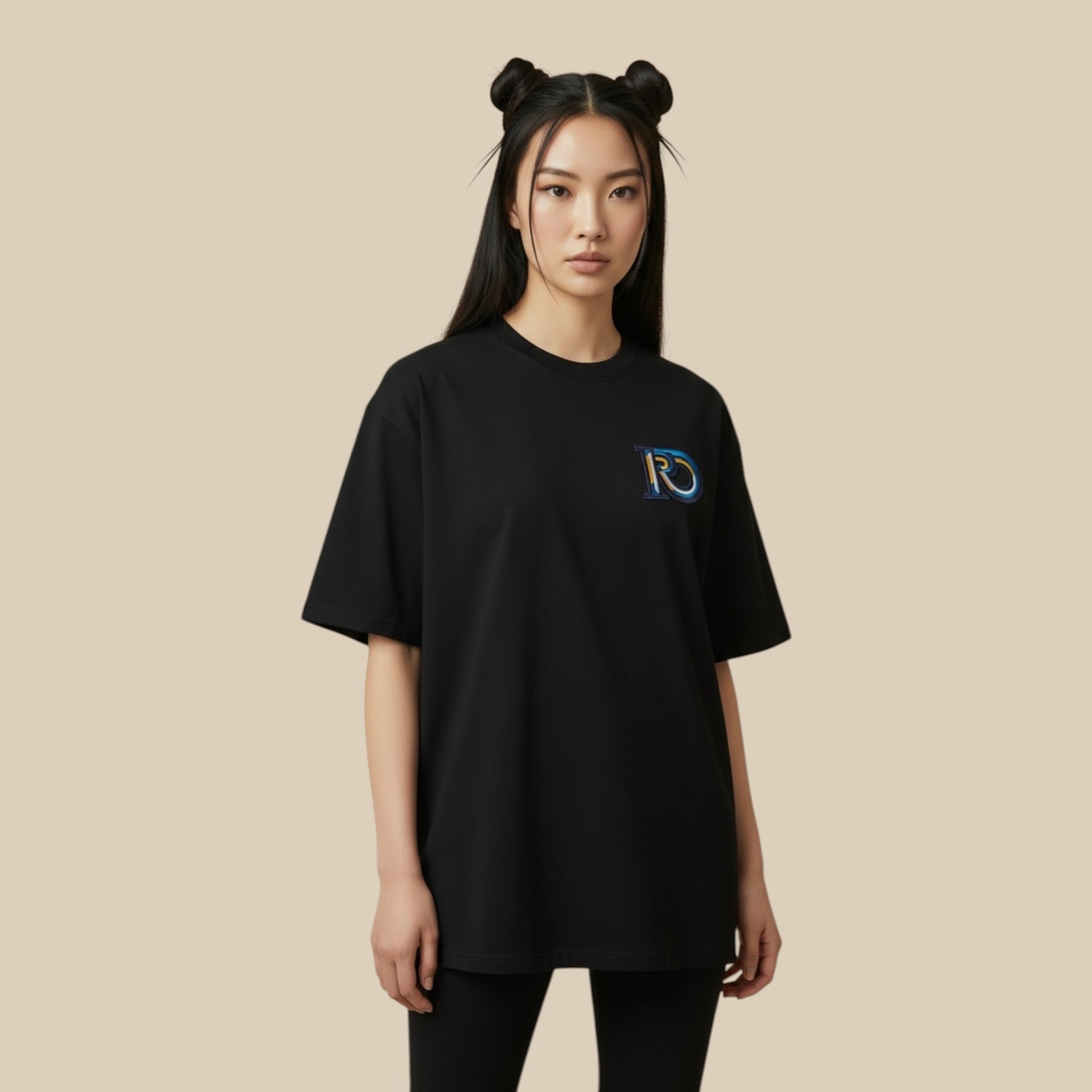 R10 Monogram black tee front