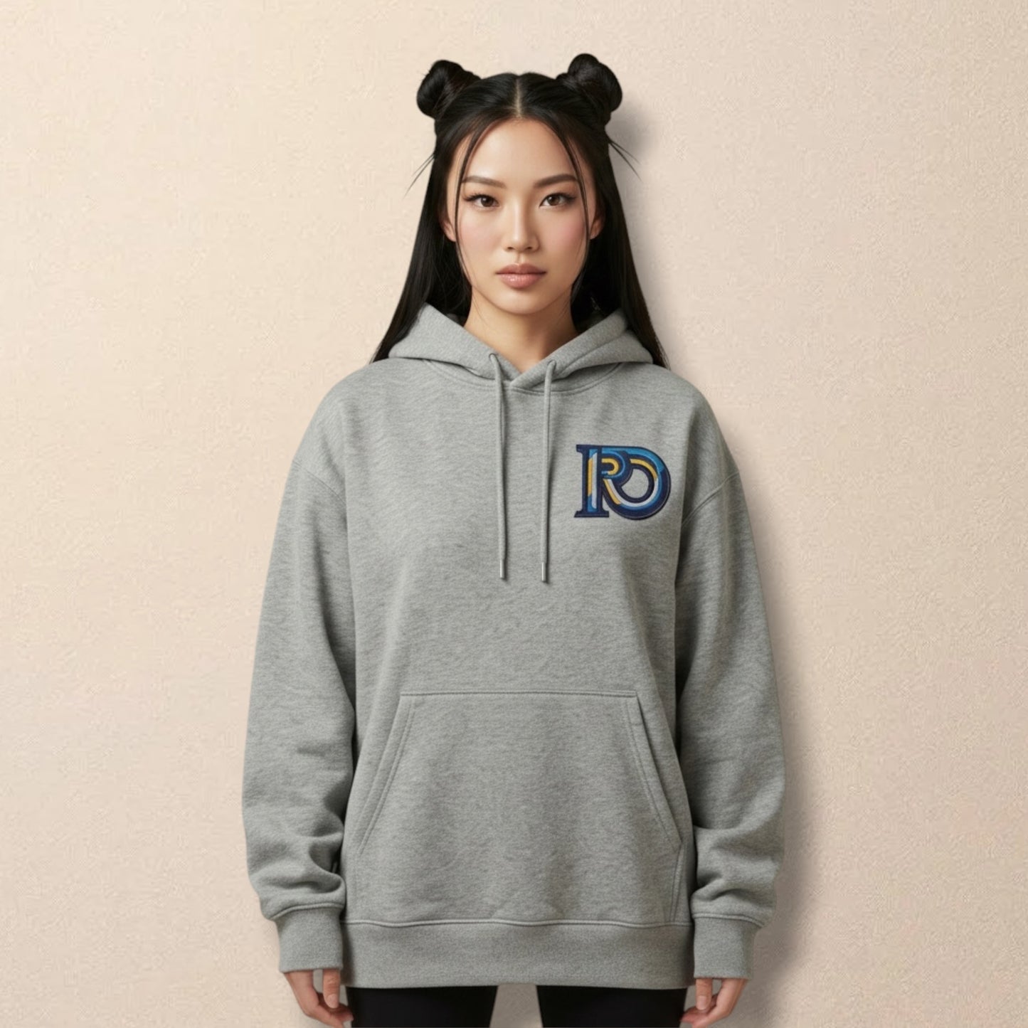 R10 graphite heather hoodie front view