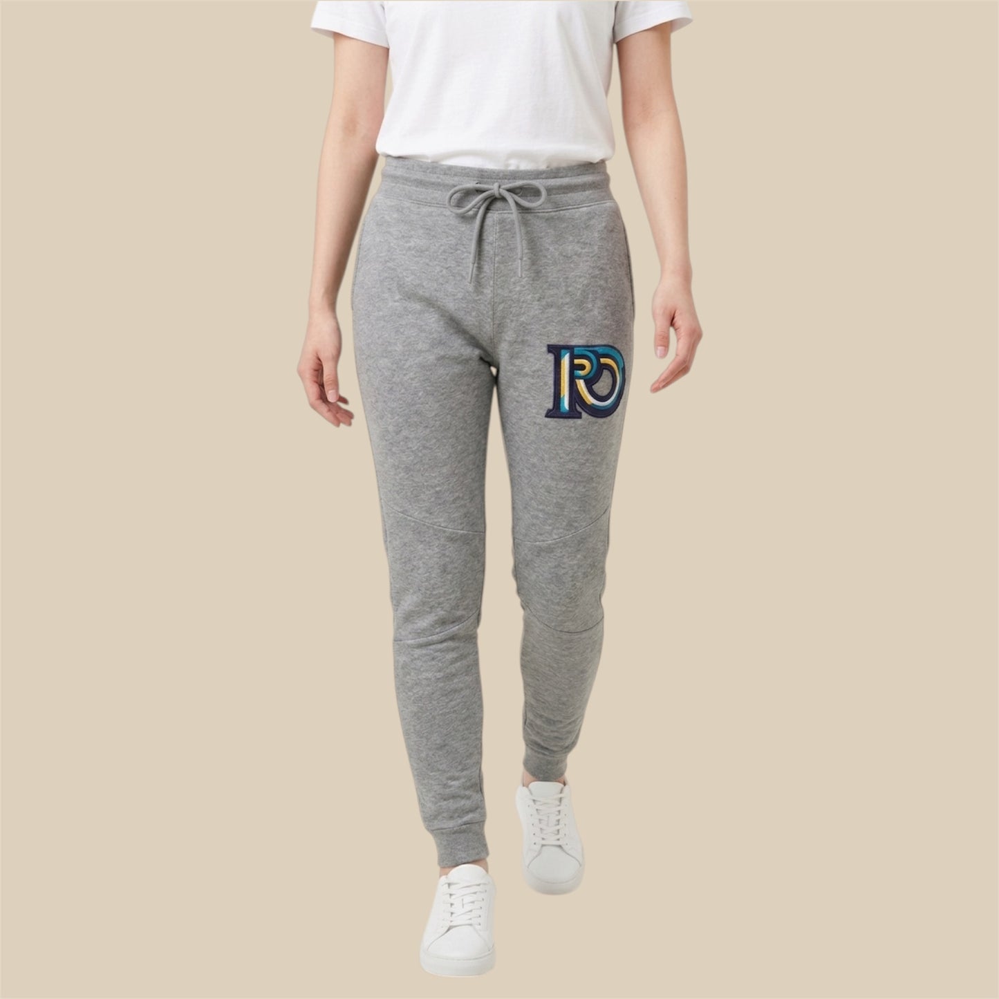 R10 graphite heather Monogram joggers walking