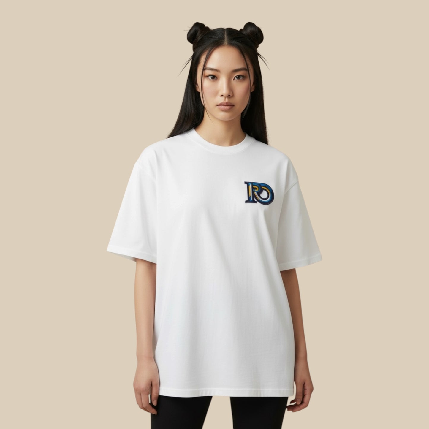 R10 white Monogram tee front view