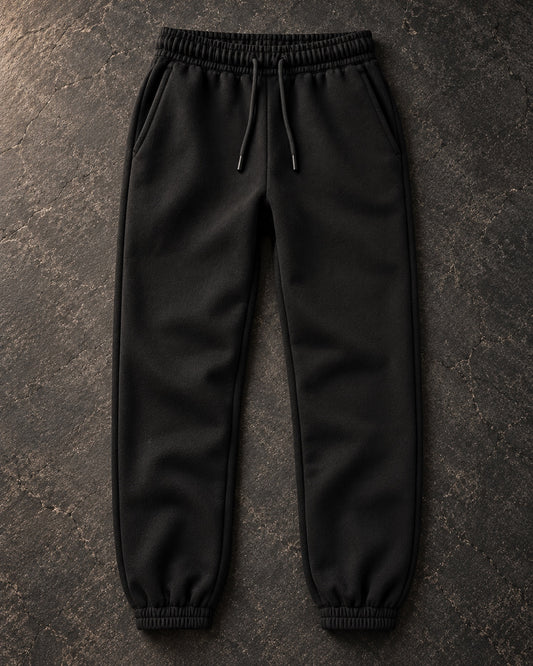 Plain black R10 sweatpants front