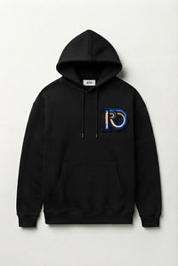 Front view of the R10 Monogram Hoodie displaying the heavyweight silhouette and embroidered chest motif.